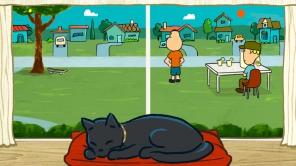 A Cartoon of a Cat Sleeping